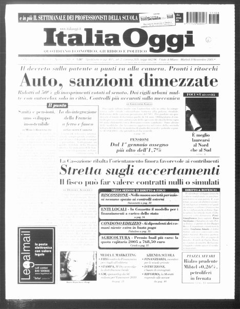 Italia oggi : quotidiano di economia finanza e politica